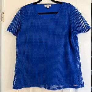 Calvin Klein Royal Blue Textured Short Sleeve Top
